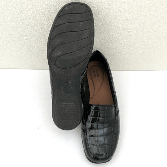 Clarks Gael Angora Black Croc Patent Leather Loafers Women’s 7.5 - Picture 10 of 10